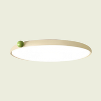 Ultra-slim ceiling light, cream with green accent ball