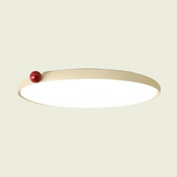 Ultra-slim ceiling light, cream with red accent ball