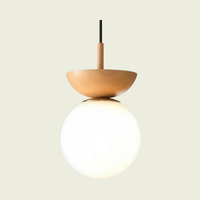 Japanese wood pendant light, natural wood