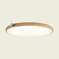 Ultra-slim ceiling light, natural wood with chrome accent ball