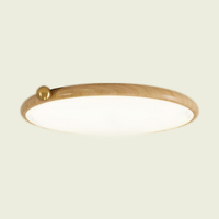 Ultra-slim ceiling light, natural wood with gold accent ball
