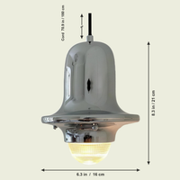 Chrome Bell Pendant Light dimensions in inches and centimeters