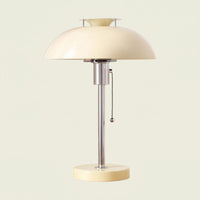 Domed Metal Table Lamp in beige with chrome stem