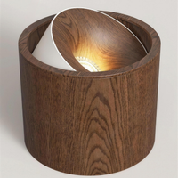 Walnut surface spotlight with the inner head tilted out of the barrel