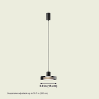 Smoke Grey Glass Pendant Light dimensions: 5.9 in (15 cm) shade diameter, suspension adjustable up to 78.7 in (200 cm)