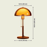 Amber Dome Table Lamp dimensions: 18.9 in (48 cm) high, 9.8 in (25 cm) shade, 6.3 in (16 cm) base