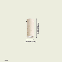 Small Travertine Cylinder Ceiling Light dimensions: 2.6 in (6.5 cm) diameter, 6.3 in (16 cm) high