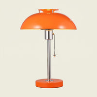 Domed Metal Table Lamp in orange with chrome stem