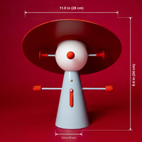Dimensions: 11.0 in (28 cm) wide, 9.4 in (24 cm) tall, base 3.9 in (10 cm)