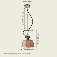 Hand-Painted Ceramic Pendant Light dimensions: 7.1 in (18 cm) shade, 9.1 in (23 cm) lamp height, 3.9 in (10 cm) canopy, cable up to 78.7 in (200 cm)