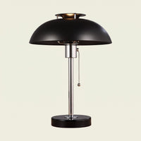 Domed Metal Table Lamp in black with chrome stem
