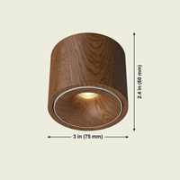 Walnut Surface Spotlight dimensions: 3 in (75 mm) diameter, 2.4 in (60 mm) high