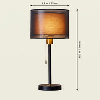 Double Shade Bedside Lamp dimensions in inches and centimeters