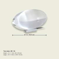 Dimensions — 6.1 in (15.5 cm) wide; two sizes available