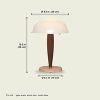 Dimensions — height 15.0 in (38 cm), dome 9.8 in (25 cm), base 6.3 in (16 cm)
