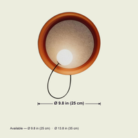 Fabric disc wall sconce dimensions: 9.8 in (25 cm) and 13.8 in (35 cm) diameter