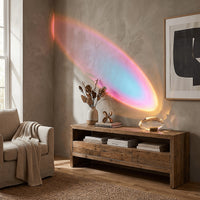 Projection lamp casting a colourful light across the wall