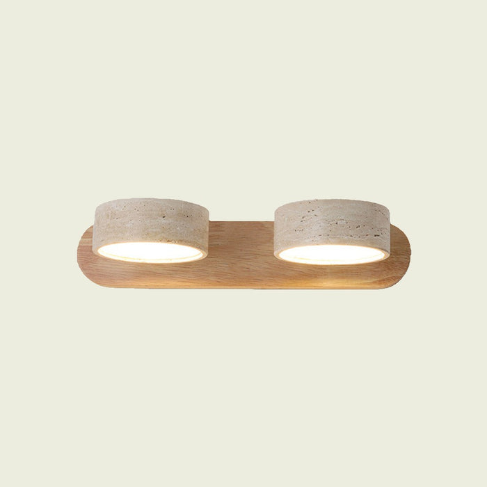 Travertine mirror wall sconce, Log, 2-Head