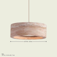 Cylinder travertine drum dimensions: 7.9 in (20 cm) diameter, 2.8 in (7 cm) high