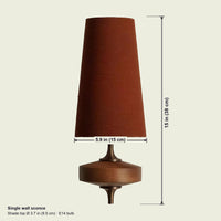 Cloth cone wall sconce dimensions: 15" tall, top 3.7", base 5.9" (38/9.5/15 cm)