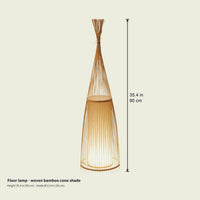 Woven cone floor lamp dimensions, height 35.4 in (90 cm)