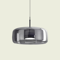 Smoke grey glass pendant light, wide Type B drum shade