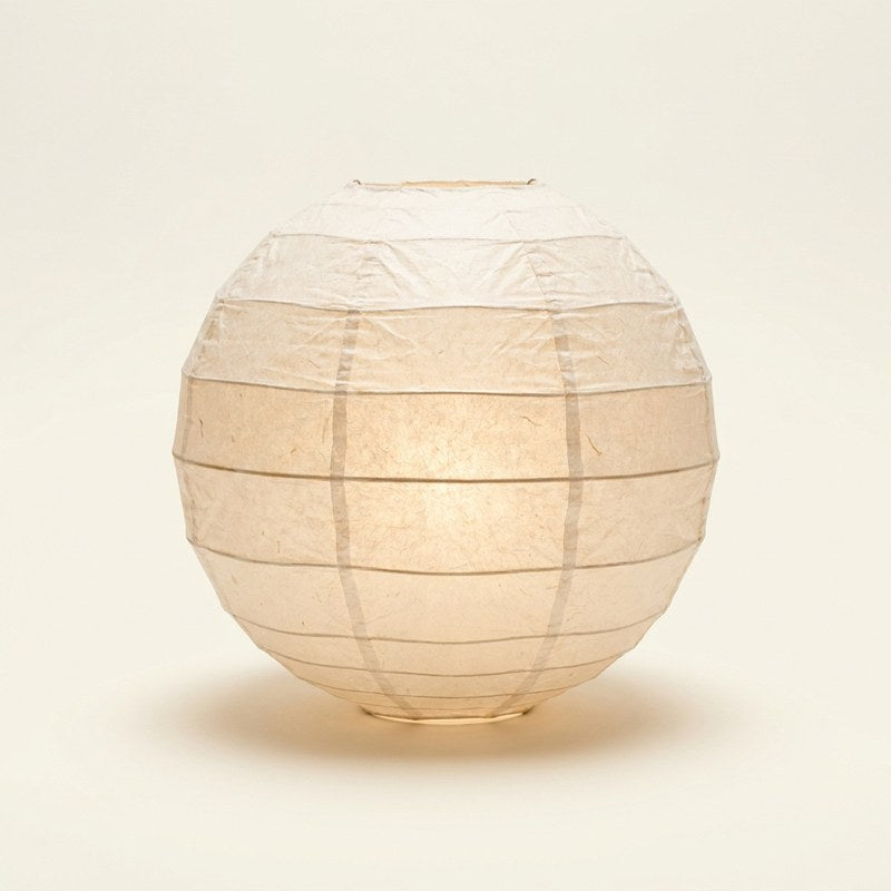 Glowing round rice-paper lantern shade